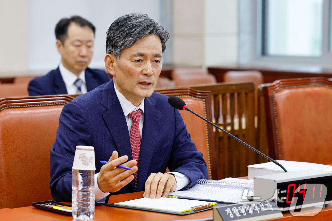 본문 이미지 - 조지호 경찰청장 후보자가 29일 오전 서울 여의도 국회 행정안전위원회에서 열린 인사청문회에서 의원 질의에 답하고 있다. 2024.7.29/뉴스1 ⓒ News1 안은나 기자