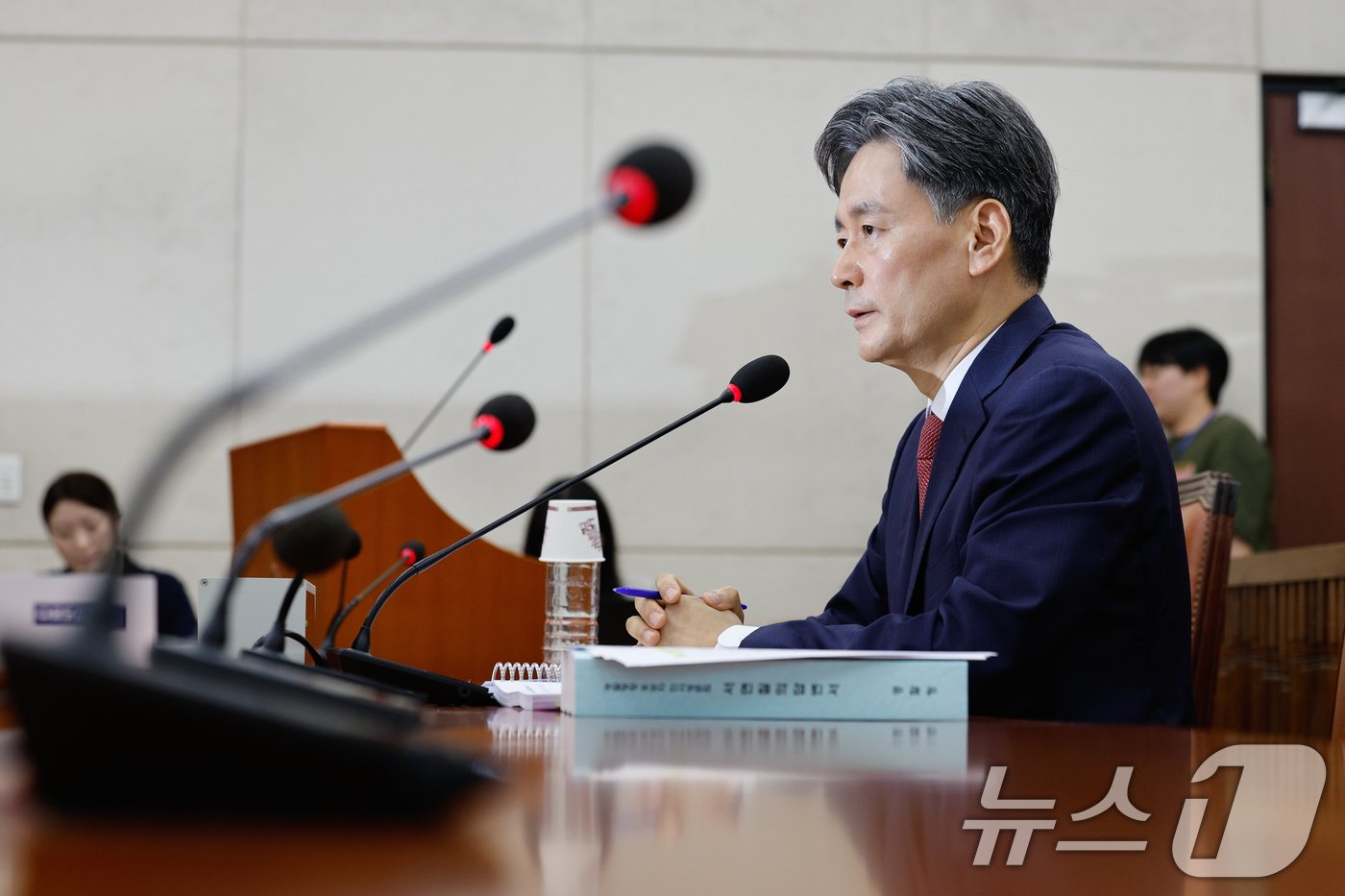 본문 이미지 - 조지호 경찰청장 후보자가 29일 오전 서울 여의도 국회 행정안전위원회에서 열린 인사청문회에서 의원 질의에 답하고 있다. 2024.7.29/뉴스1 ⓒ News1 안은나 기자