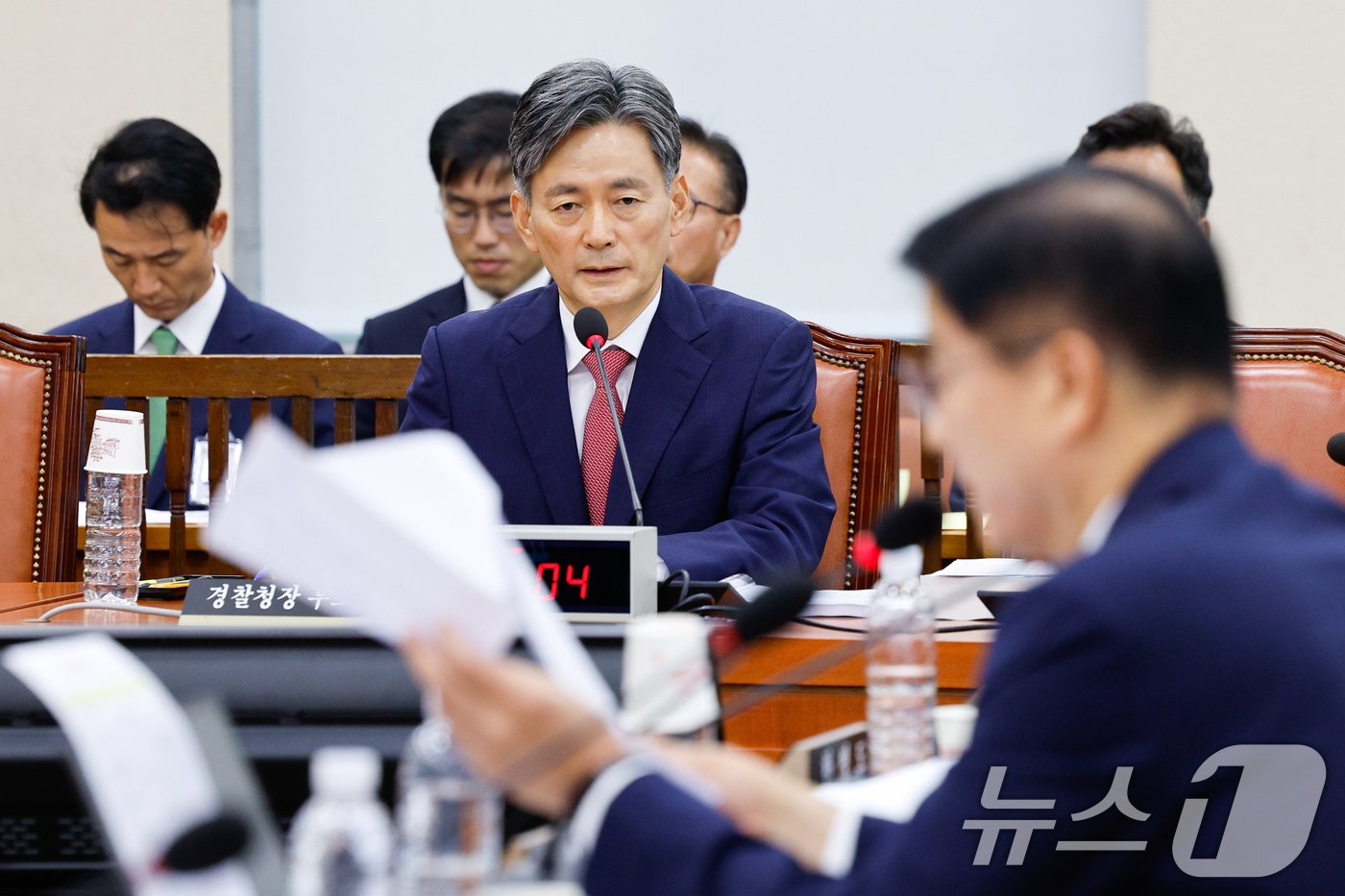 본문 이미지 - 조지호 경찰청장 후보자가 29일 오전 서울 여의도 국회 행정안전위원회에서 열린 인사청문회에서 의원 질의에 답하고 있다. 2024.7.29/뉴스1 ⓒ News1 안은나 기자