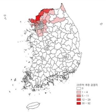 말라리아 발생 분포&#40;추정감염지역&#41;. 질병청 제공