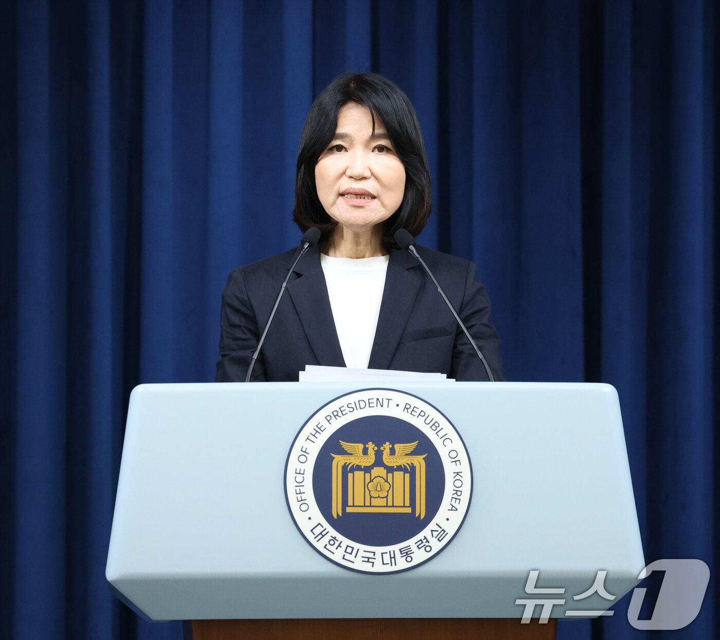 본문 이미지 - 이진숙 신임 방송통신위원장 후보자가 4일 용산 대통령실 청사 브리핑실에서 열린 인사브리핑에서 지명 소감을 말하고 있다. 2024.7.4/뉴스1 ⓒ News1 송원영 기자