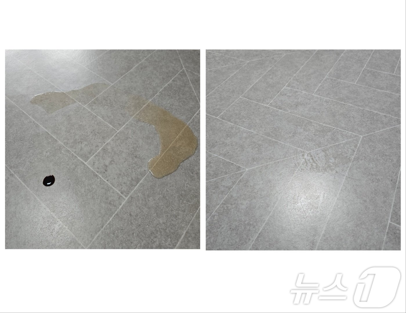 본문 이미지 - 탄산음료 자국이 일부 남긴 했지만 대부분의 이물질이 깔끔하게 지워졌다.