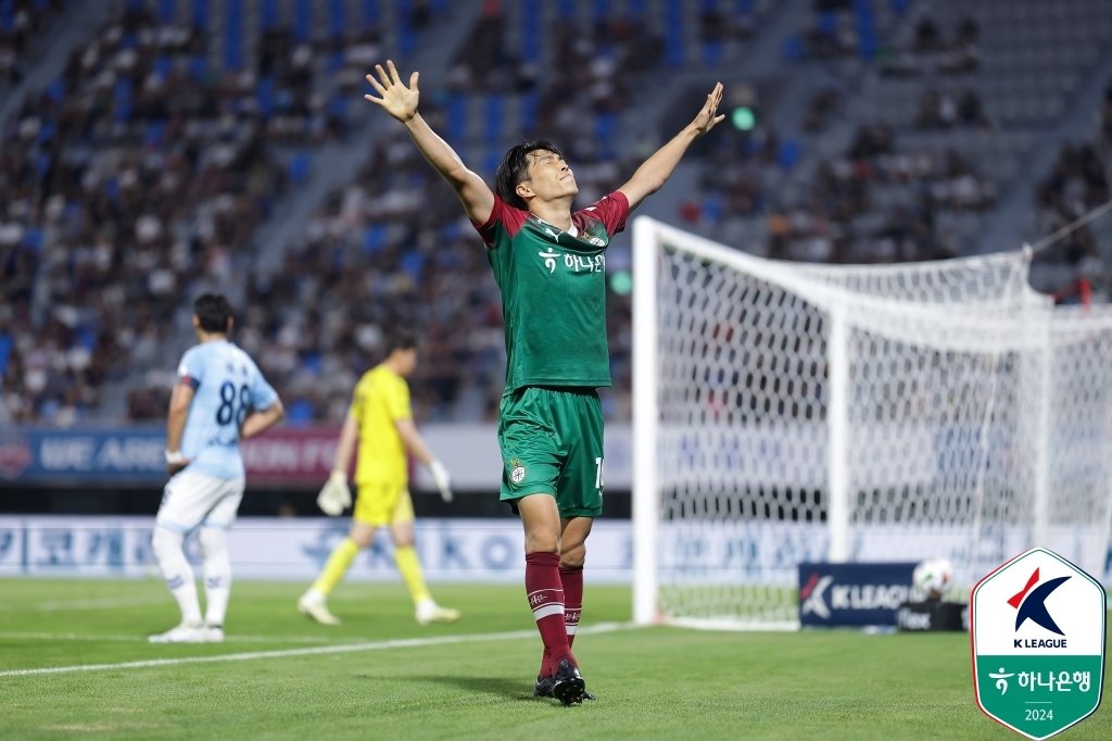 본문 이미지 -  멀티골을 터뜨린 대전의 마사(한국프로축구연맹 제공)