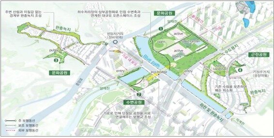 본문 이미지 - 문화공원(중앙공원) 및 수변공원 조성 계획(안)./국토부 제공