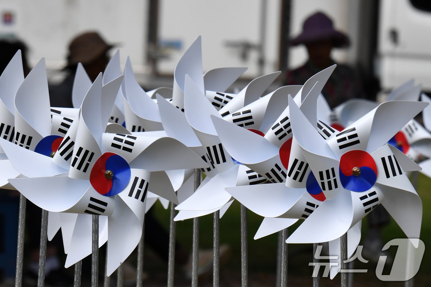 제79주년 광복절인 15일 경북 경주시 황성공원에 태극기 바람개비가 설치돼 있다. 2024.8.15/뉴스1 ⓒ News1 최창호 기자