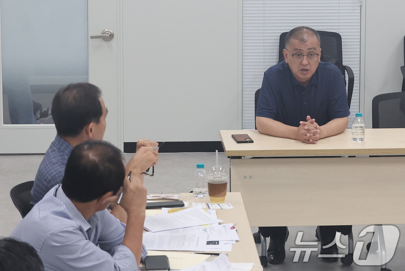 김학균 배드민턴 국가대표팀 감독이 16일 서울 송파구 올림픽회관에서 진행된 진상조사위원회에 출석해 진술하고 있다. 2024.8.13/뉴스1 ⓒ News1 김성진 기자