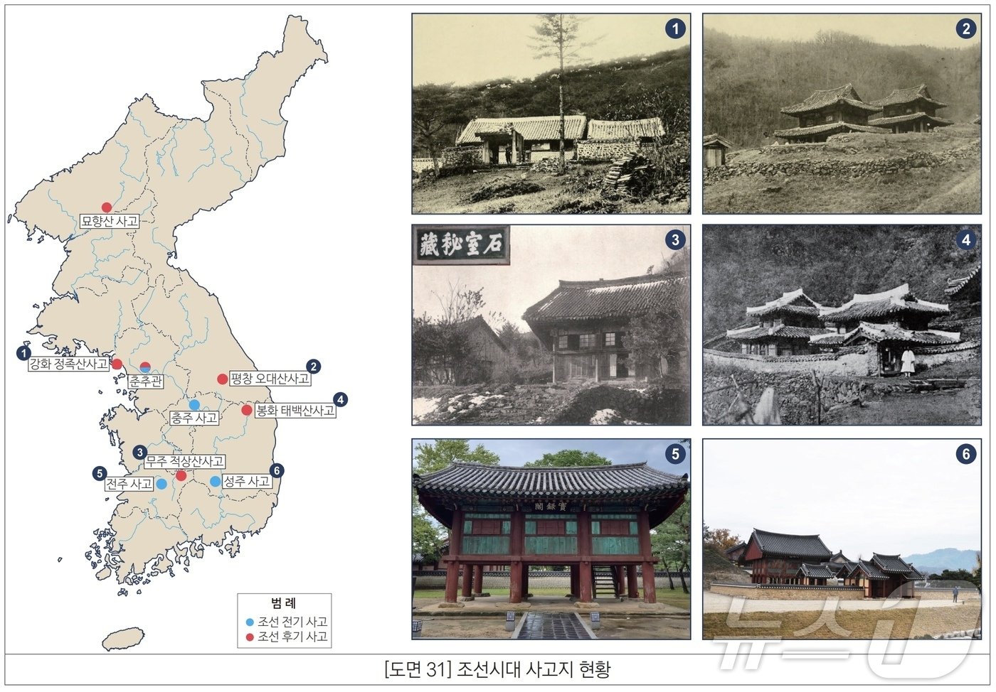 본문 이미지 - 조선시대 사고지 현황.(국원문화재연구원 제공)/뉴스1 