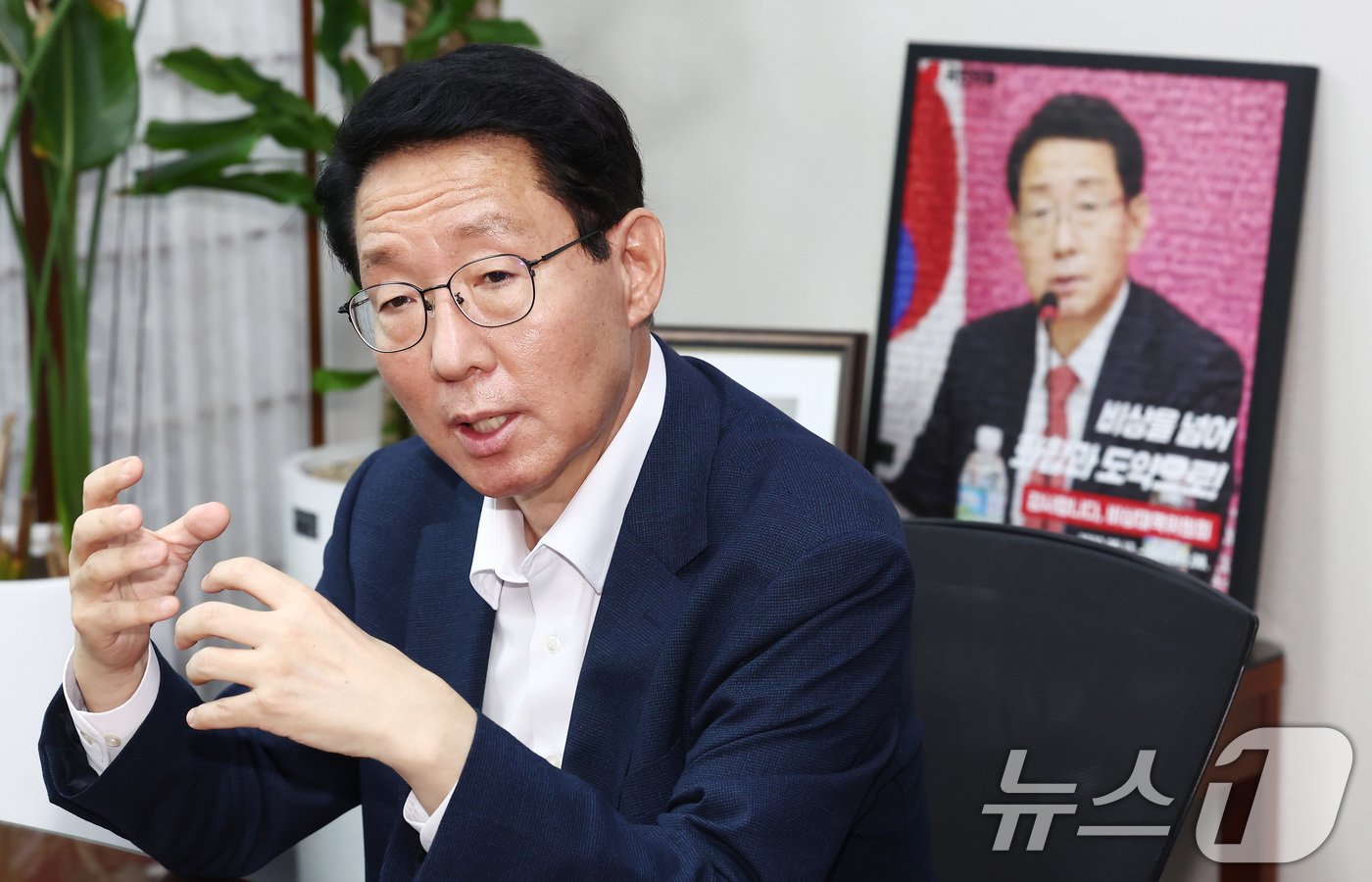 본문 이미지 - 김상훈 국민의힘 정책위의장이 19일 오후 서울 여의도 국회에서 뉴스1과 인터뷰를 하고 있다. 2024.8.19/뉴스1 ⓒ News1 김민지 기자