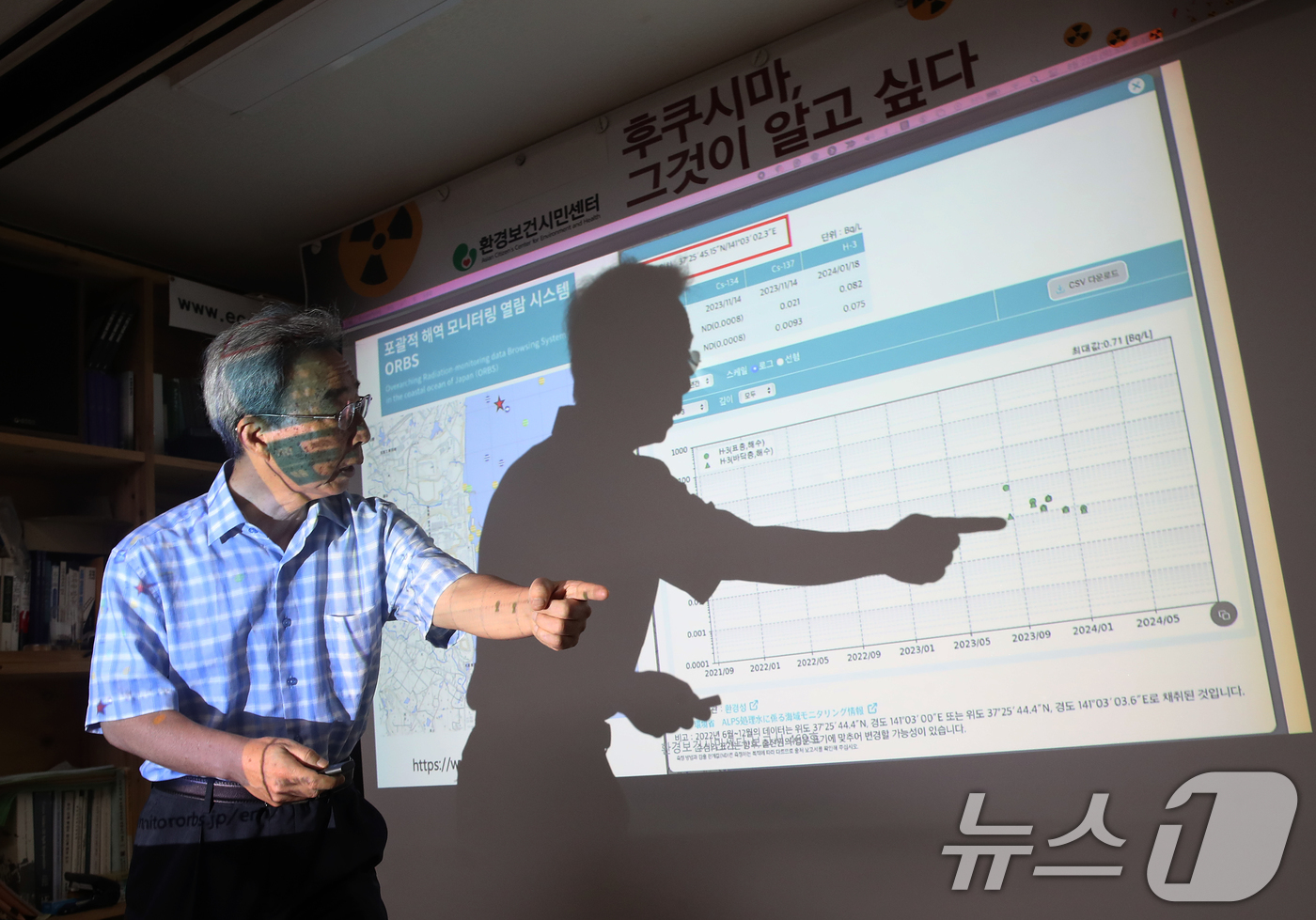 (서울=뉴스1) 오대일 기자 = 22일 서울 종로구 환경보건시민센터에서 열린 '후쿠시마 핵폐수 해양투기 1년 무엇이 문제인가?' 기자회견에서 백도명 교수(전 서울대 보건대학원장)가 …