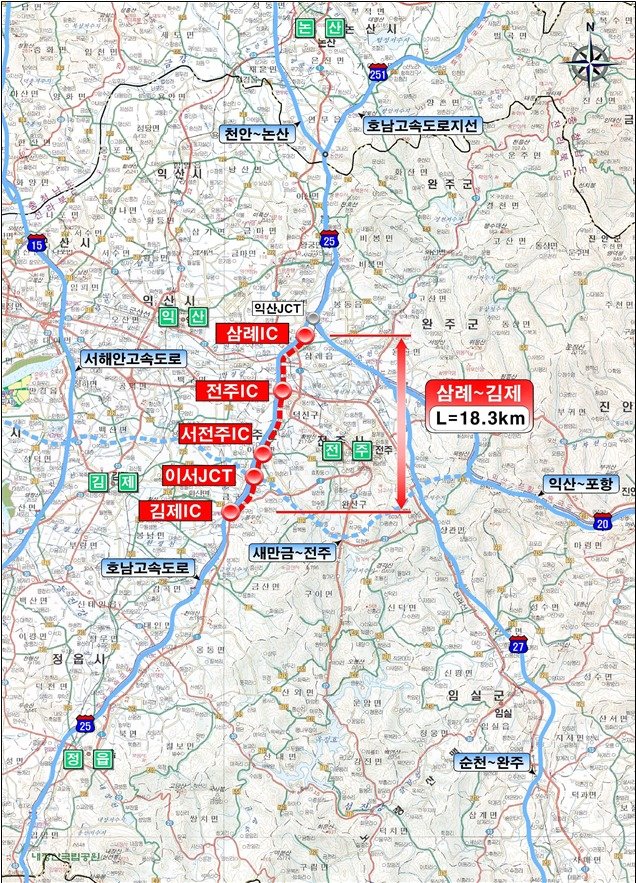 호남고속도로 김제~삼례 구간 확장사업 위치도./국토부 제공