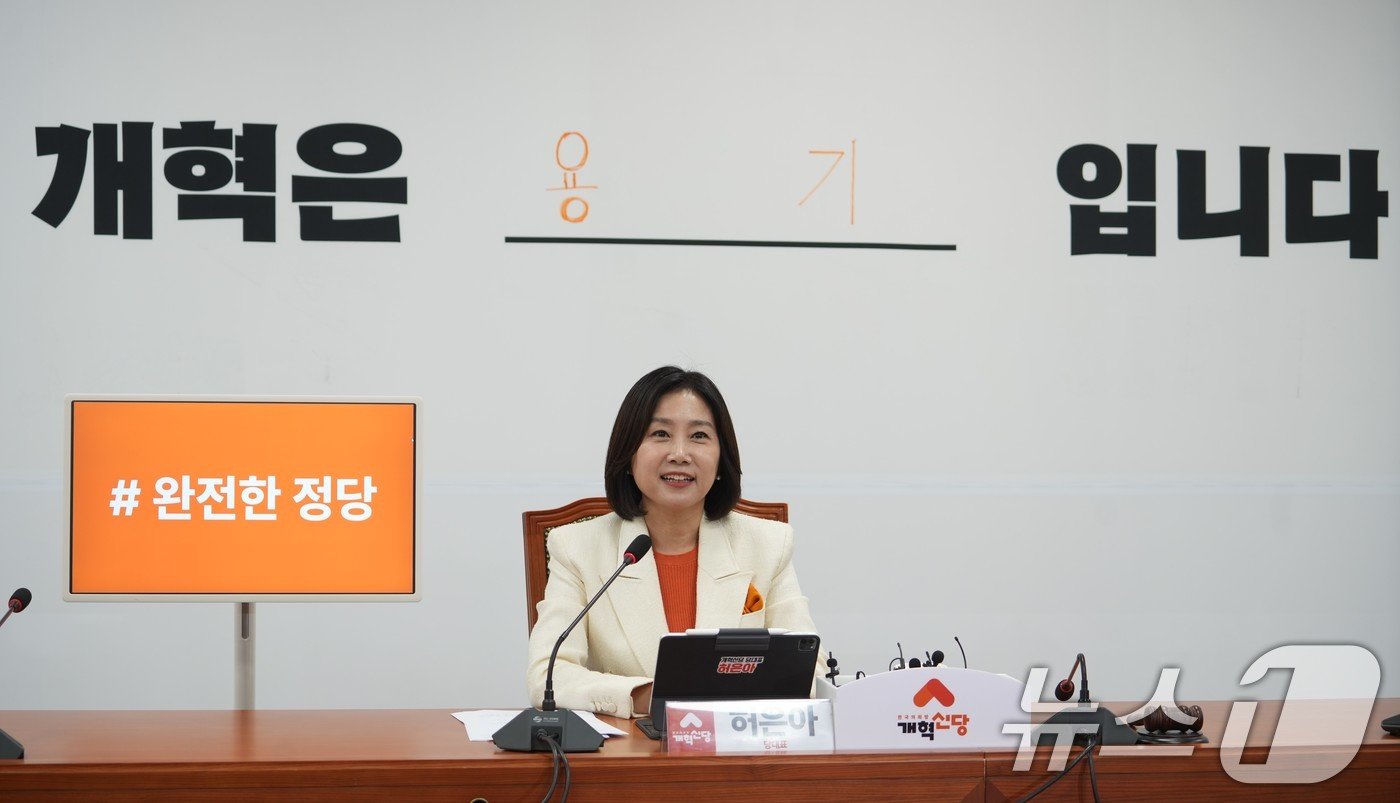 본문 이미지 - 허은아 개혁신당 대표가 26일 서울 여의도 국회에서 개혁신당 2기 지도부 취임 100일 기자회견을 하고 있다. (개혁신당 제공) 2024.8.26/뉴스1