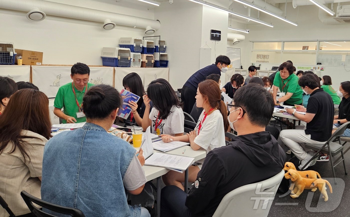 본문 이미지 - 25일 서울 강남구 놀로스퀘어에서 침치료인증수의사 자격증 취득을 위한 실습 교육이 진행되고 있다. ⓒ 뉴스1 최서윤 기자