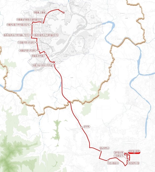 본문 이미지 - 세종~대전 광역급행버스 M1 노선.(세종시 제공)/뉴스1