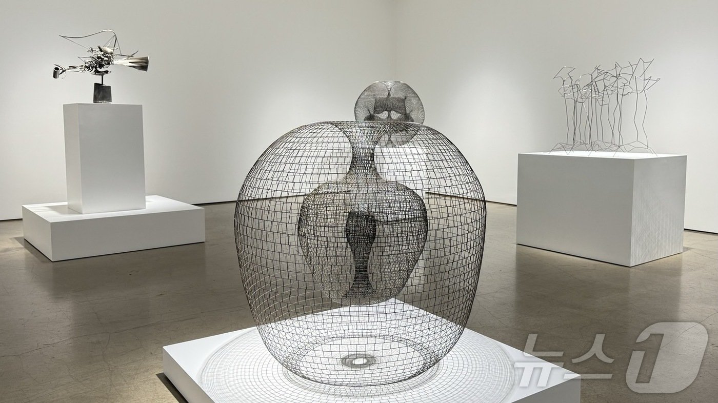본문 이미지 - 존 배 개인전 '운명의 조우' 1층 전시 전경. 2024.8.28/뉴스1 ⓒ 뉴스1 김일창 기자