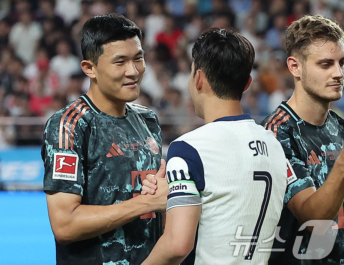 본문 이미지 - 김민재&#40;왼쪽&#41;와 손흥민 2024.8.3/뉴스1 ⓒ News1 김진환 기자