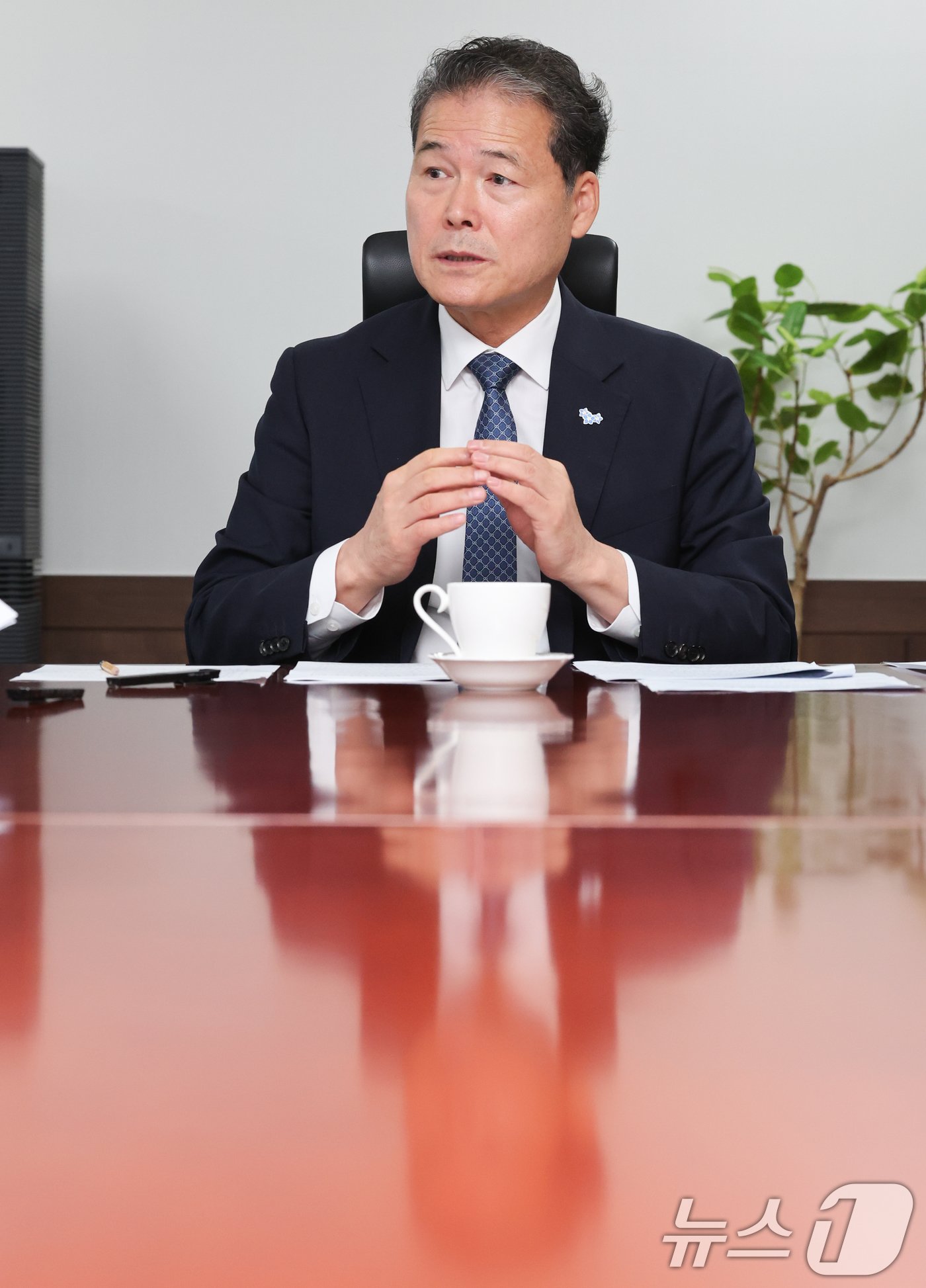 본문 이미지 - 김영호 통일부 장관이 지난달 30일 서울 종로구 정부서울청사에서 뉴스1과 인터뷰를 하고 있다. 2024.8.30/뉴스1 ⓒ News1 허경 기자