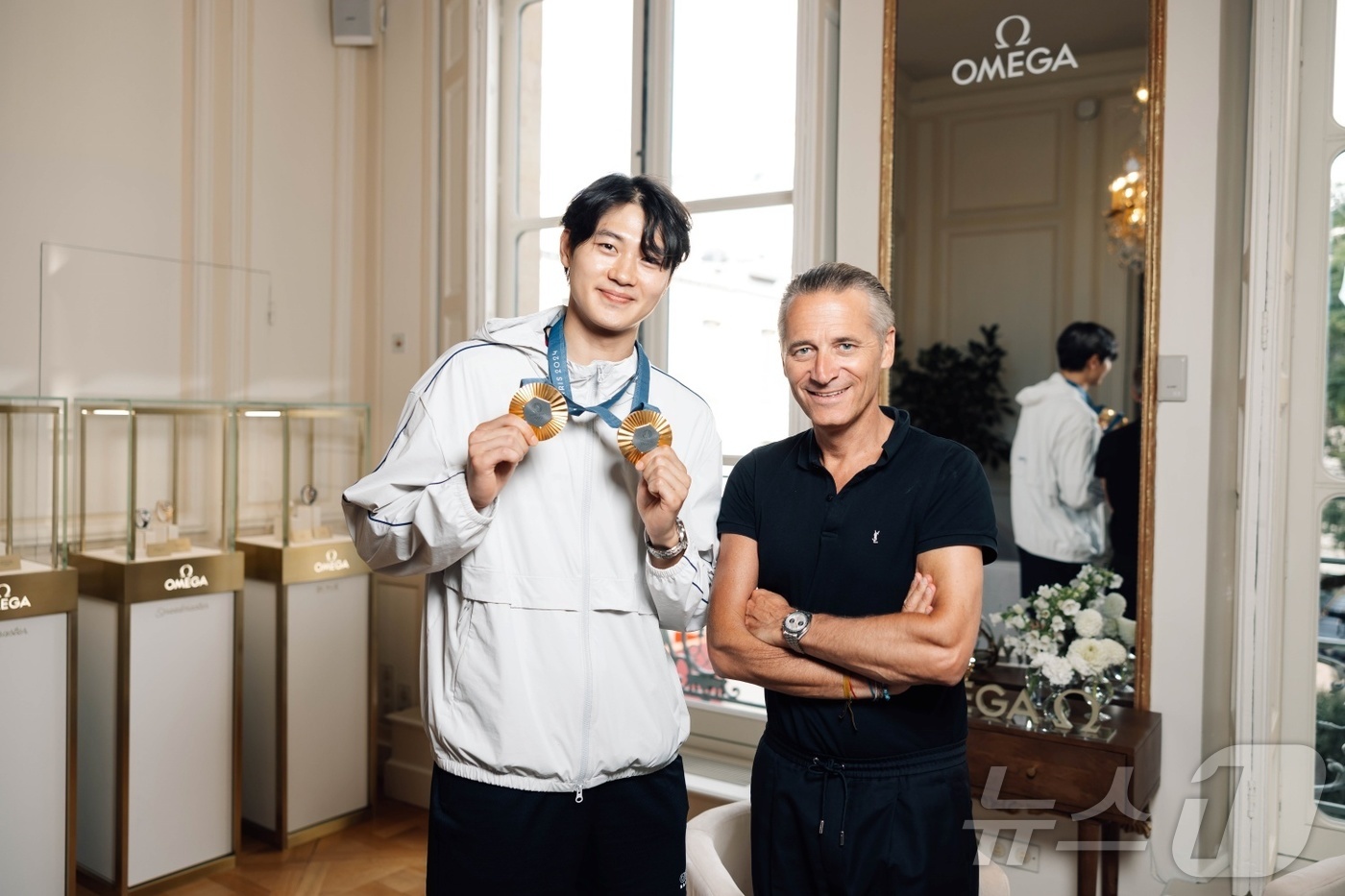 (서울=뉴스1) 박지혜 기자 = 올림픽 공식 타임키퍼 오메가는 2024 파리 올림픽 대한민국 개인 첫 금메달리스트인 오상욱에게 ‘씨마스터 다이버 300M - 파리 2024 올림픽 …