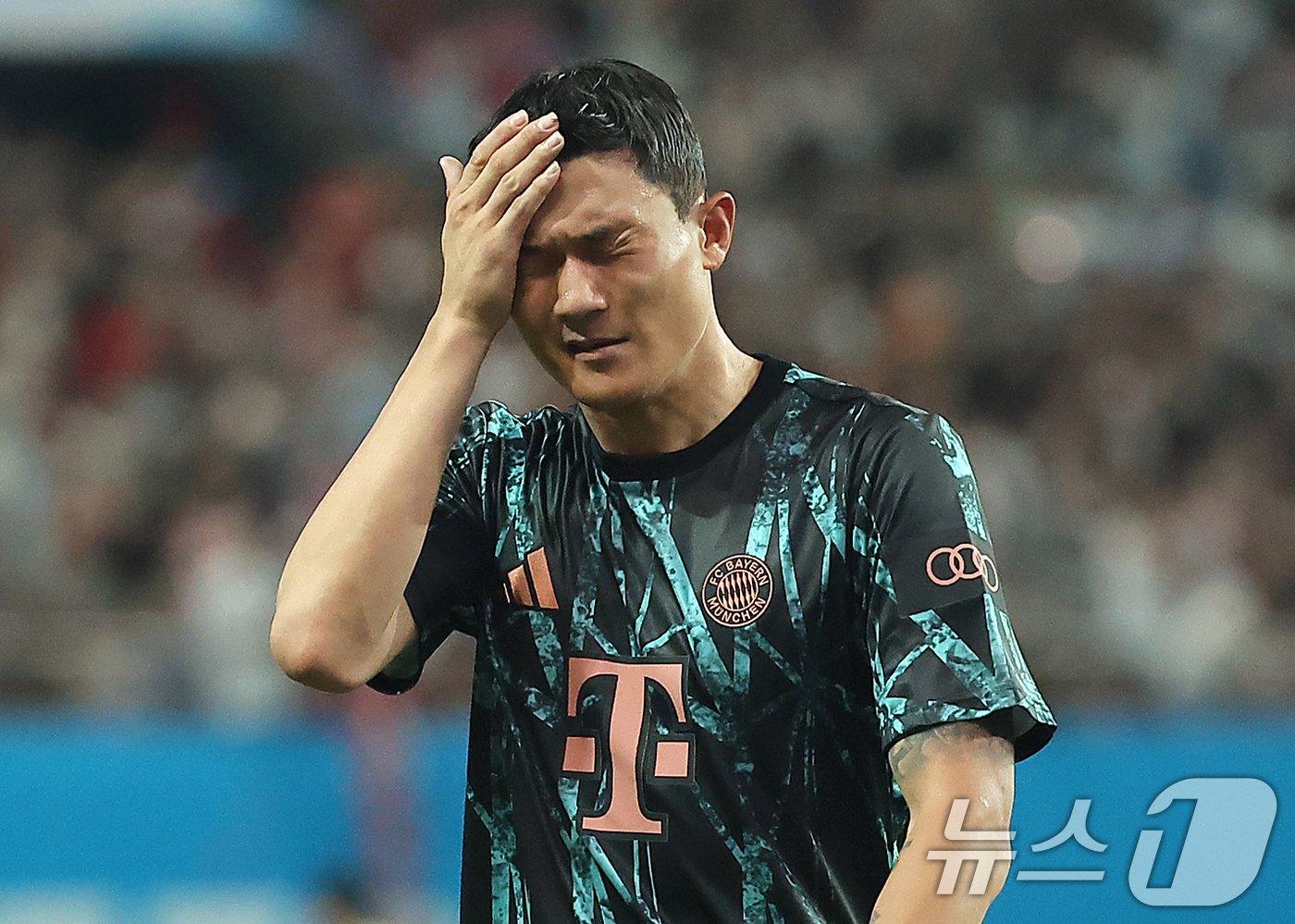 본문 이미지 - 3일 오후 서울 마포구 상암동 서울월드컵경기장에서 열린 쿠팡플레이 시리즈 잉글랜드 프리미어리그 토트넘 홋스퍼와 독일 분데스리가 바이에른 뮌헨의 경기, 바이에른 뮌헨 김민재. 2024.8.4/뉴스1 ⓒ News1 김진환 기자