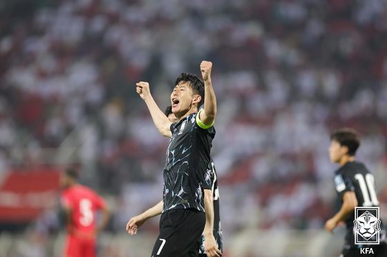 Son Heung-min rejoices after scoring against Oman (provided by the Korea Football Association) 2024.9.10/News 1