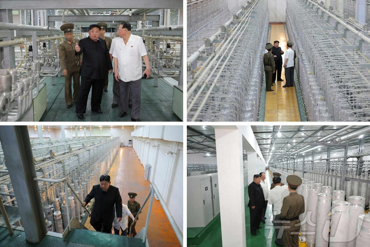 본문 이미지 - (평양 노동신문=뉴스1) = 북한 노동당 기관지 노동신문은 13일 김정은 당 총비서가 "핵무기연구소와 무기급 핵물질 생산기지를 현지 지도하며 핵탄 생산 및 현행 핵물질 생산 실태를 료해(점검)하고 무기급 핵물질 생산을 늘리기 위한 전망계획에 대한 중요 과업을 제시했다"라고 보도했다. [국내에서만 사용가능. 재배포 금지. DB 금지. For Use Only in the Republic of Korea. Redistribution Prohibited] rodongphoto@news1.kr