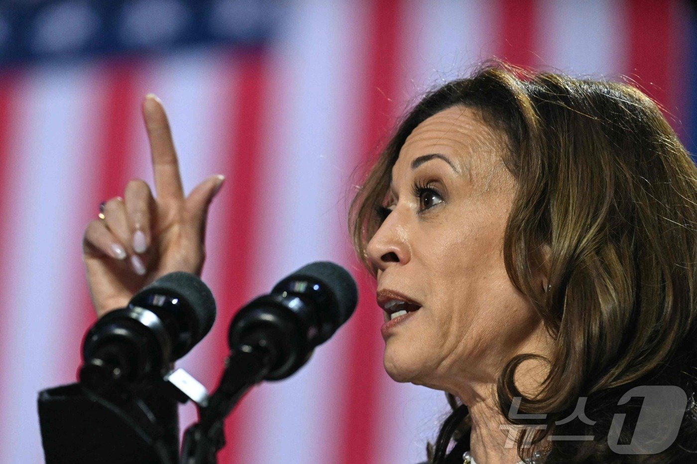 본문 이미지 - 미국 민주당 대통령 후보 카멀라 해리스 부통령이 지난 12일 (현지시간) 노스캐롤라이나주 샬럿에서 열린 선거 집회서 "트럼프 전 대통령은 미국 대통령이 되기에 적합하지 않은 사람＂이라고 주장하고 있다. 2024.09.13 ⓒ AFP=뉴스1 ⓒ News1 우동명 기자
