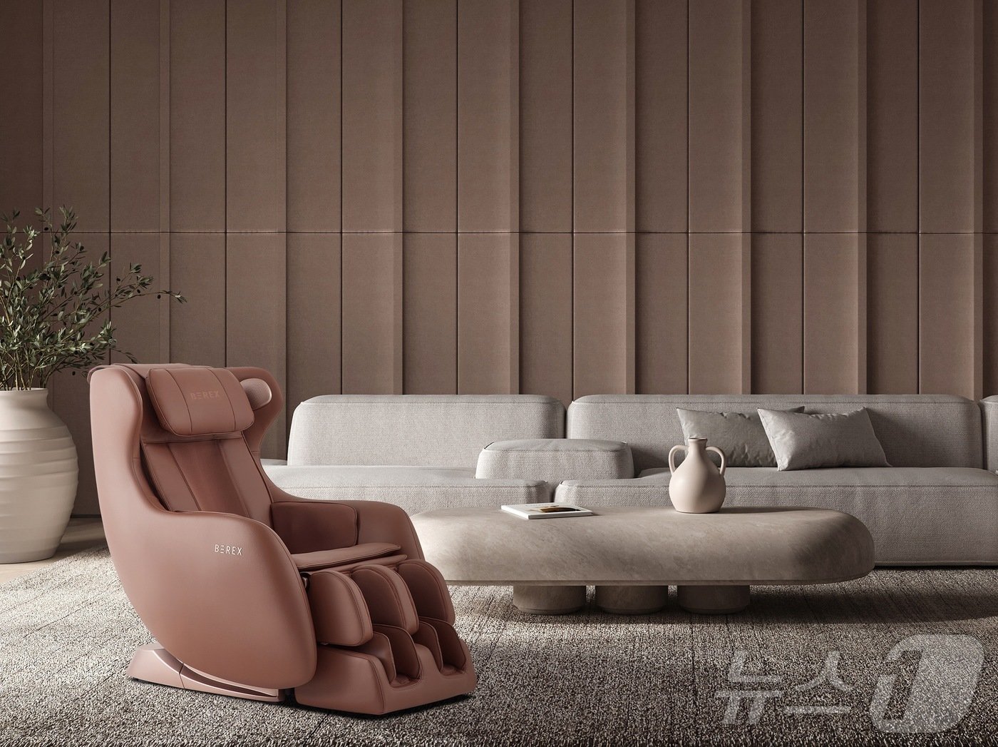 본문 이미지 - 코웨이 비렉스 안마의자 마인 플러스 로즈 브라운 색상.(코웨이 제공)