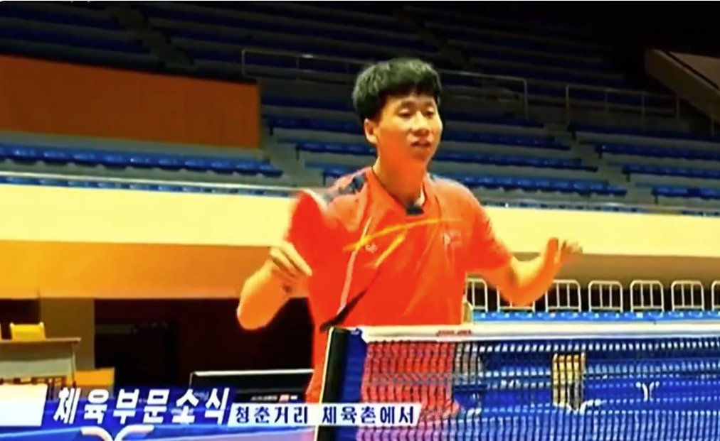 본문 이미지 - 2024파리올림픽 탁구 혼합 복식에서 은메달을 딴 북한 선수  리정식(조선중앙TV 갈무리) 