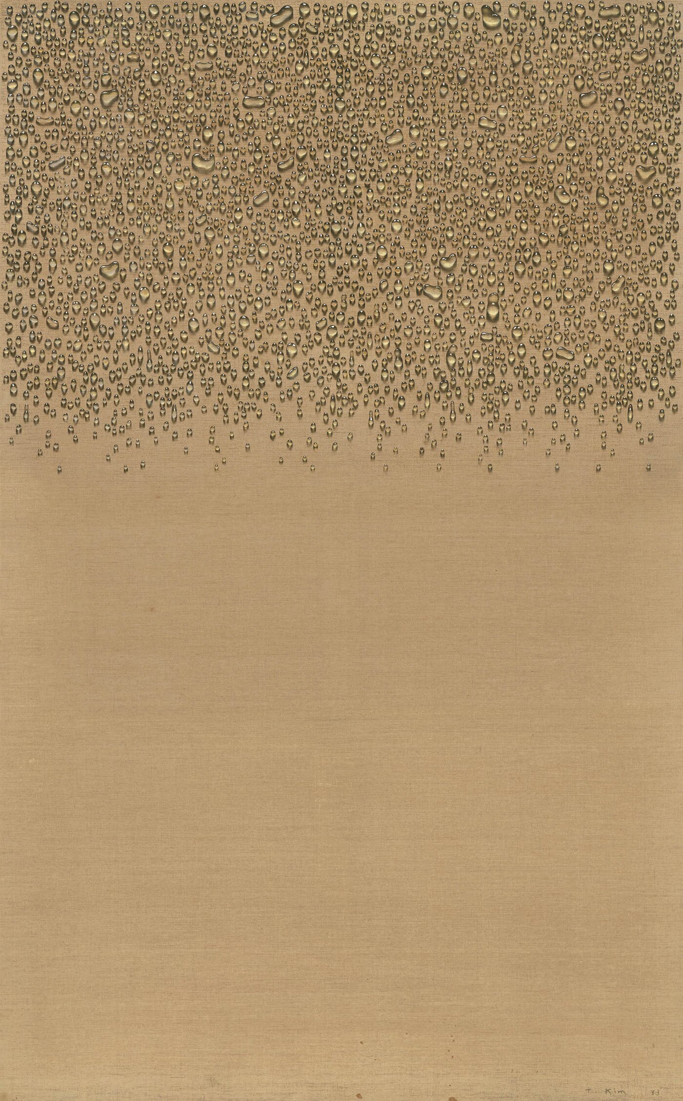 본문 이미지 - 김창열 Kim TschangYeul 1929 - 2021 물방울 Waterdrops oil on linen 198&times;123cm | 1973 케이옥션 제공. 