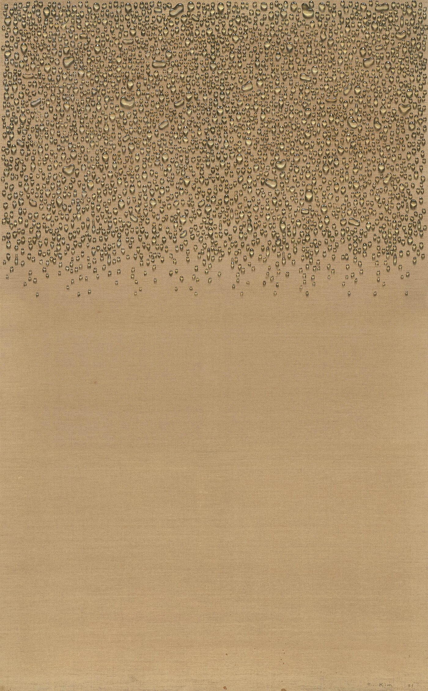 김창열 Kim TschangYeul 1929 - 2021 물방울 Waterdrops oil on linen 198&times;123cm | 1973 케이옥션 제공. 