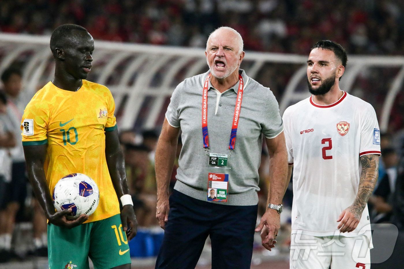 본문 이미지 - 호주는 2026 북중미 월드컵 아시아 3차 예선에서 1무 1패로 C조 5위에 머물러 있다. ⓒ AFP=뉴스1