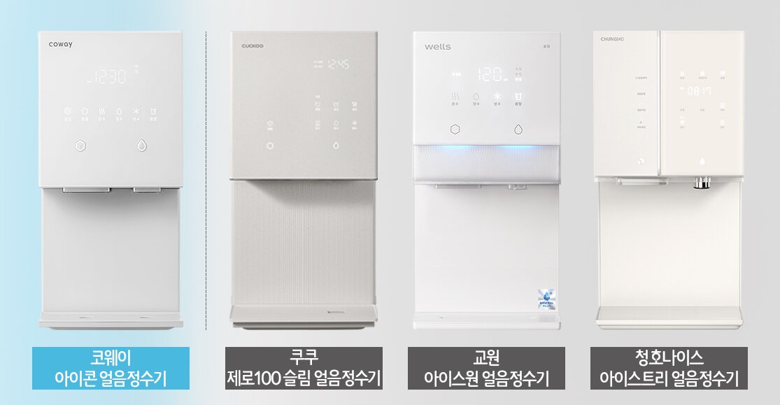 본문 이미지 - 코웨이와 쿠쿠홈시스, 교원웰스, 청호나이스의 제품 이미지.&#40;코웨이 제공&#41;