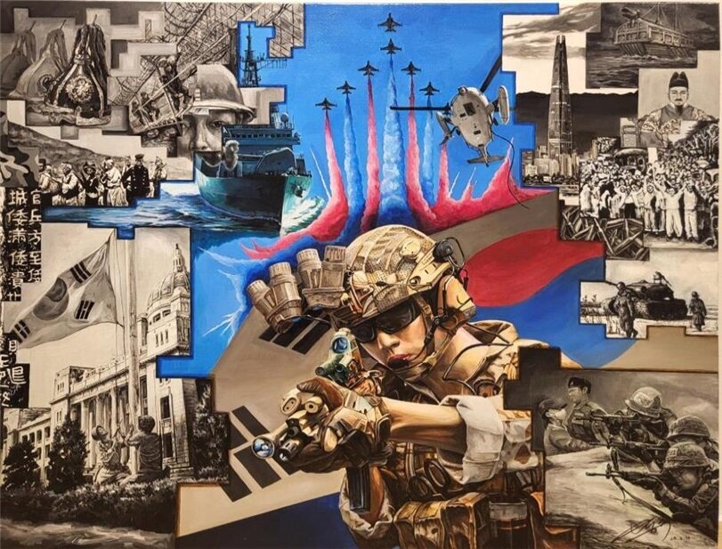 본문 이미지 - 회화 부문 최우수삭인 곽병주 병장의 '매일 나는 새긴다'.(육군 제공)