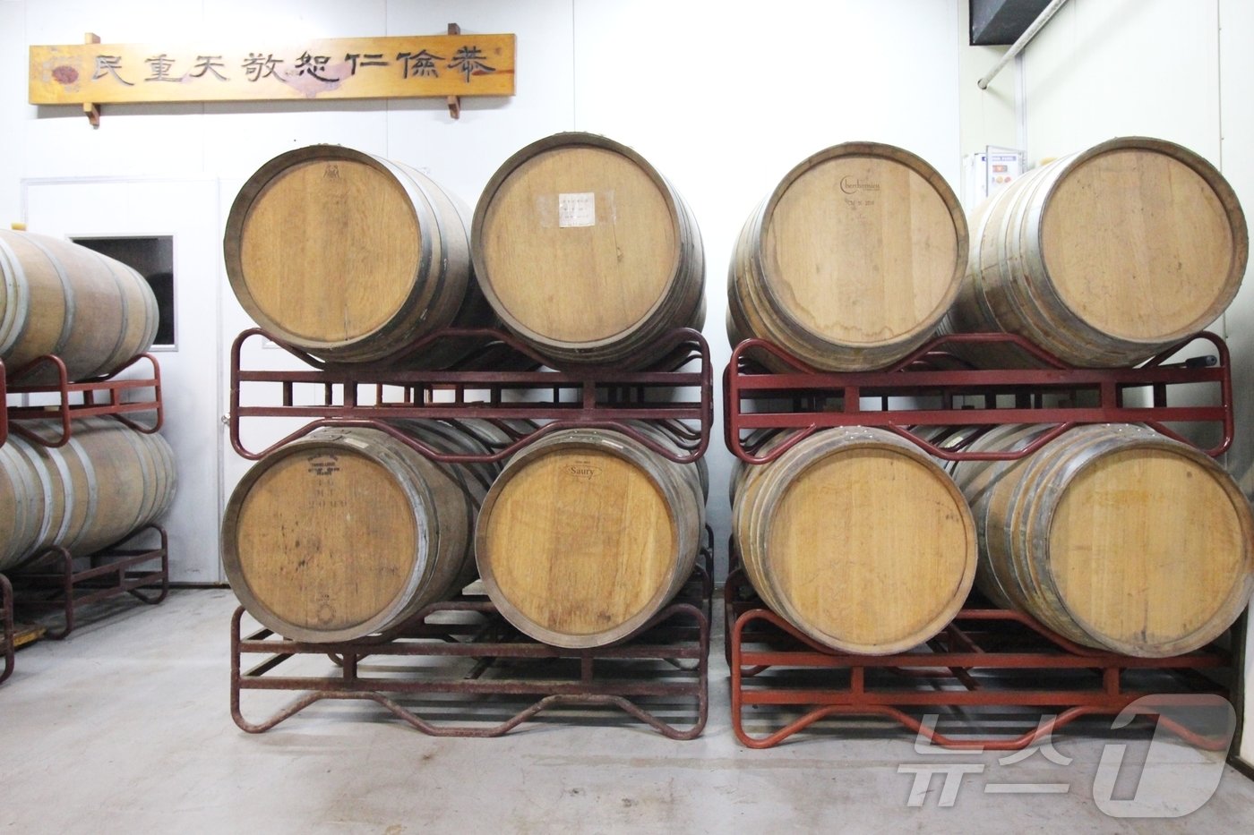 본문 이미지 - 오미자 와인을 숙성 중인 오크통. 와인은 주로 햇볕이 들지 않는 어두운 공간에서 숙성해야 맛이 좋다.&#40;한국관광공사 제공&#41;