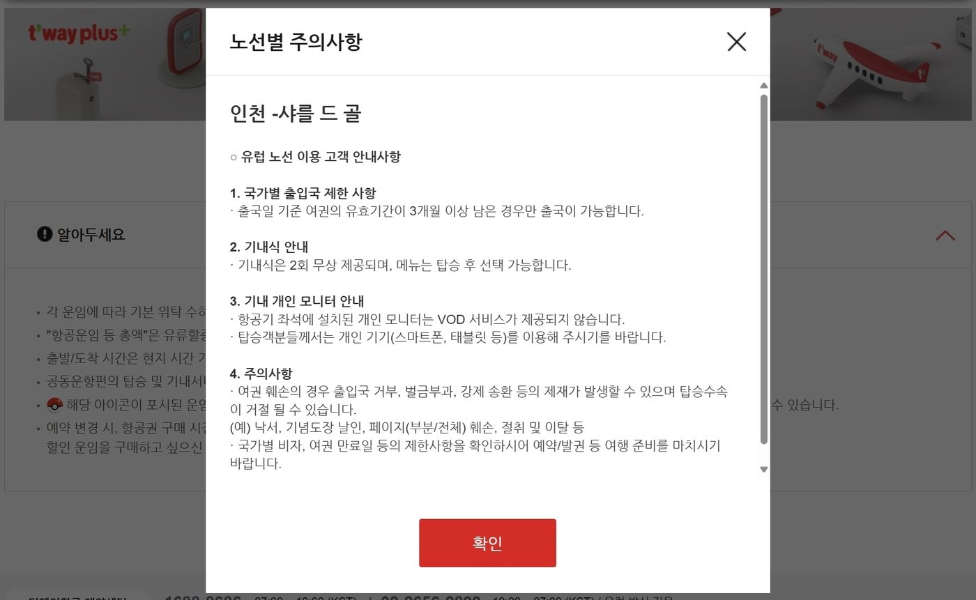 티웨이항공 홈페이지 캡처