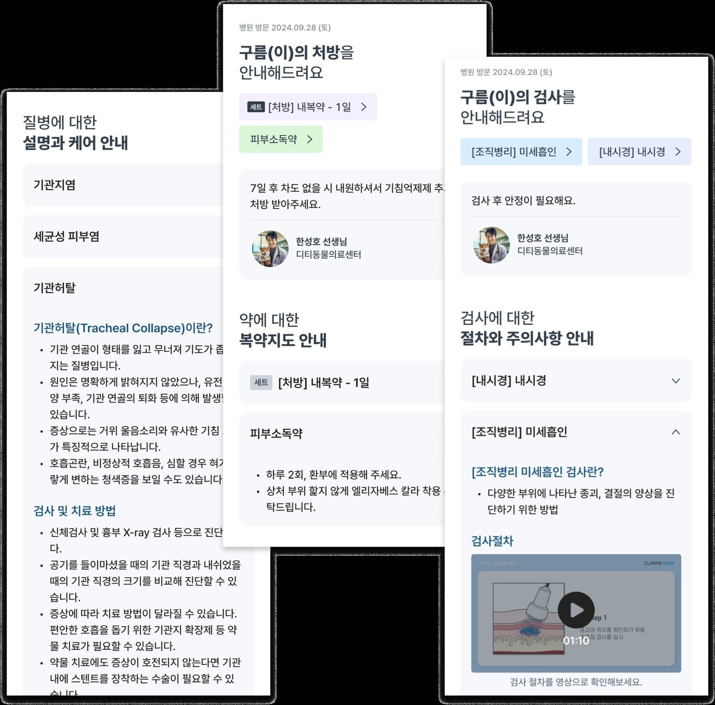본문 이미지 - 클릭 한 번으로 보호자에게 카카오톡으로 발송되는 '클레어 진료차트'의 보호자 안내 자료(아이엠디티 제공) ⓒ 뉴스1