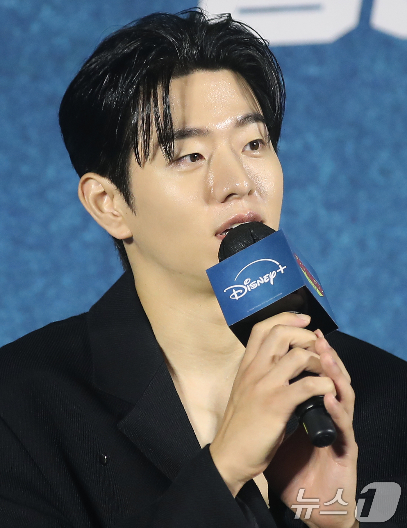 (서울=뉴스1) 권현진 기자 = 배우 이승우가 5일 오전 서울 구로구 신도림 라마다 호텔에서 열린 디즈니+ 새 오리지널 시리즈 '강매강' 제작발표회에 참석해 인사말을 하고 있다.' …