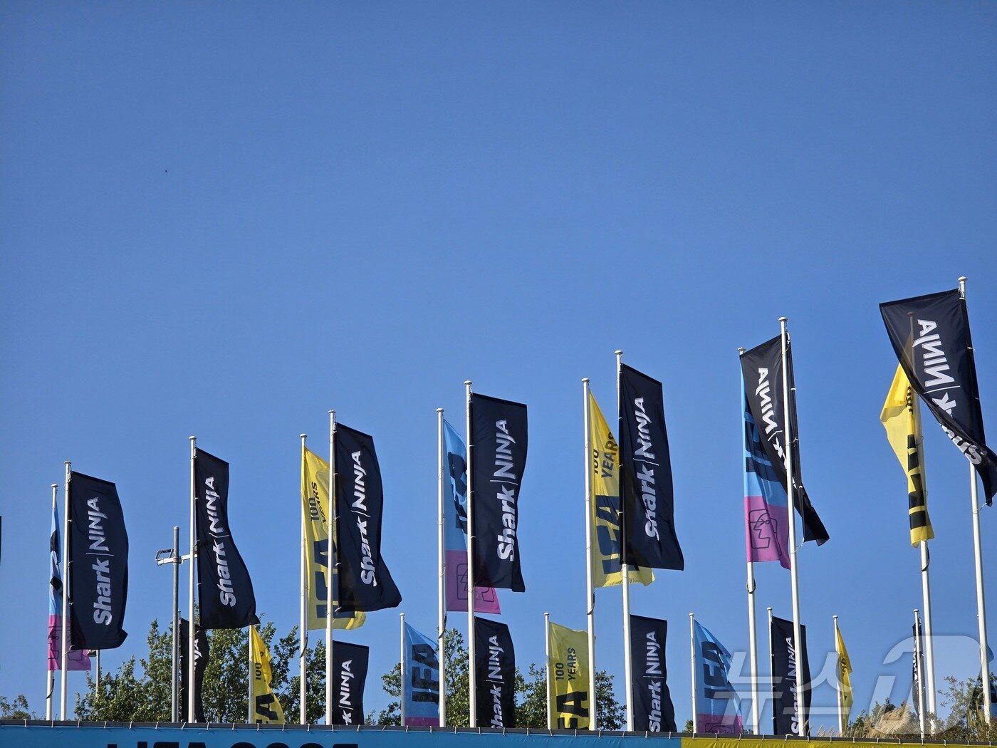 본문 이미지 - 메세 베를린&#40;Messe Berlin&#41; 전시관 인근에 IFA 개막을 알리는 깃발이 설치돼 있다. 2024. 9. 5/뉴스1 ⓒ News1 한재준 기자