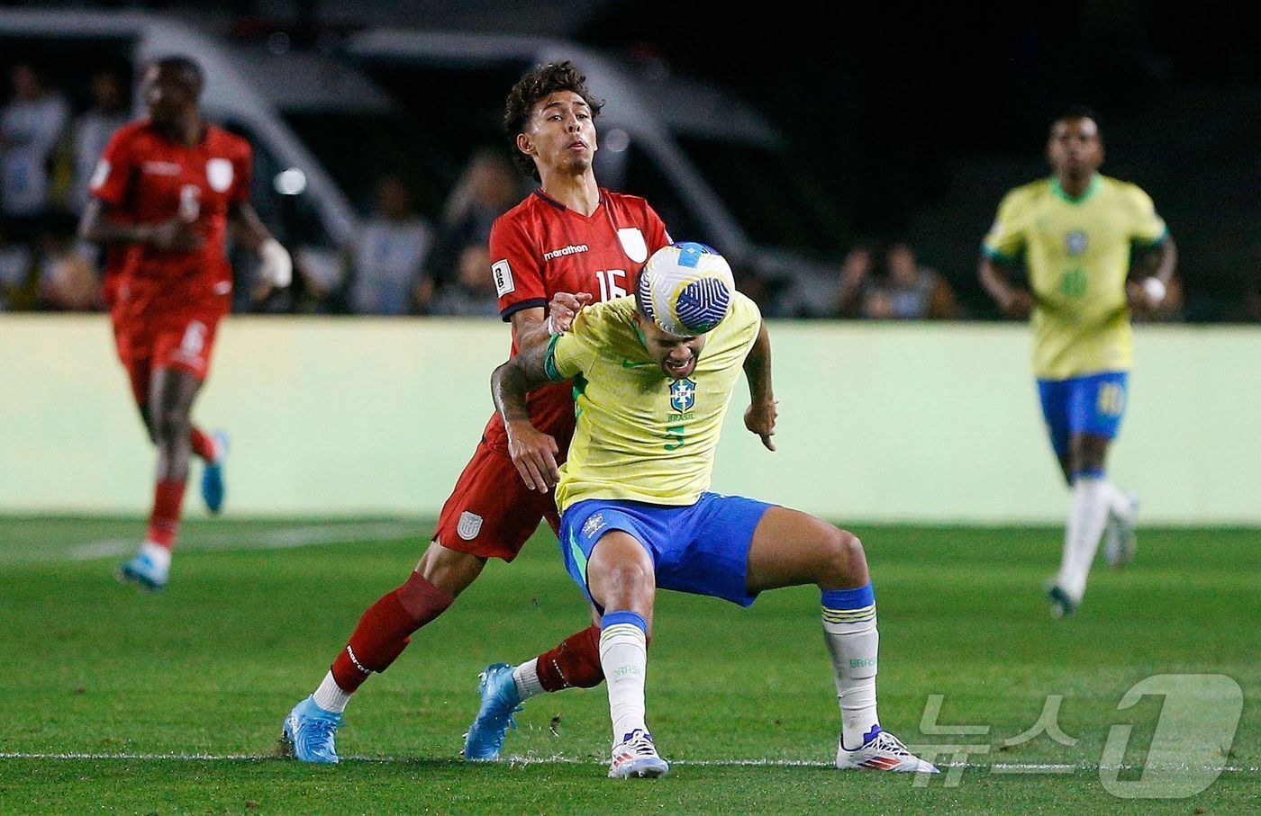 브라질이 7일&#40;한국시간&#41; 열린 2026 북중미 월드컵 남미 예선 7차전에서 에콰도르에 1-0으로 이겼다. ⓒ AFP=뉴스1