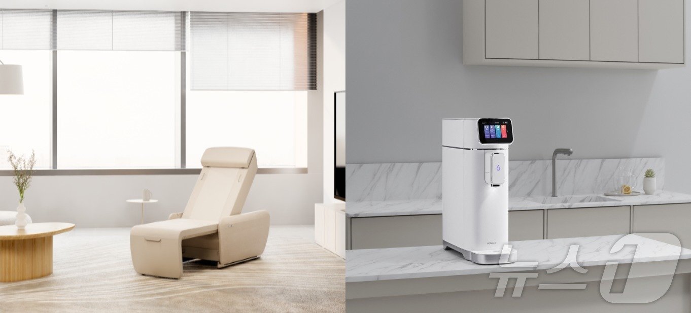 본문 이미지 - 세라젬의 의료기기 '마스터 V9'(왼쪽)과 이온수기 '세라젬 밸런스'.(세라젬 제공)