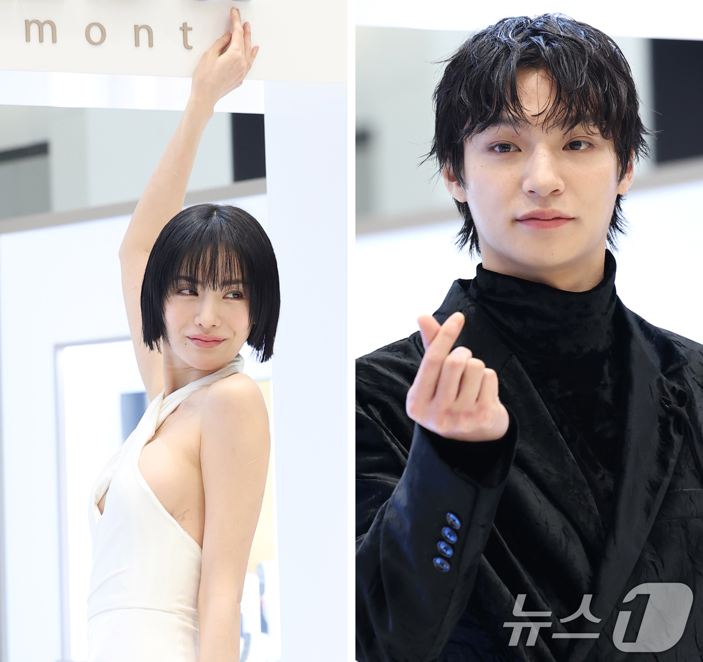 (서울=뉴스1) 권현진 기자 = 열애설 난 배우 나나와 채종석(오른쪽)이 13일 서울 영등포구 현대백화점 더현대 서울에서 열린 뷰티 브랜드 달바(d'Alba)의 '시그니처 울쎄라 …