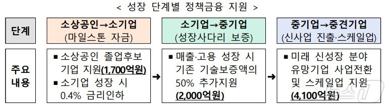 본문 이미지 - 중소벤처기업부의 '성장사다리형' 지원책 정책금융 지원 구조.(중소벤처기업부 제공)