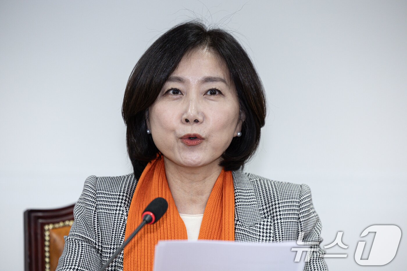 본문 이미지 - 허은아 개혁신당 대표가 22일 오전 서울 여의도 국회에서 열린 최고위원회의에서 발언을 하고 있다. 2025.1.22/뉴스1 ⓒ News1 이재명 기자