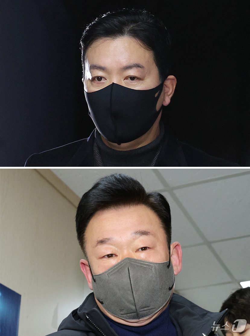 (서울=뉴스1) 장수영 기자 = 김성훈 대통령경호처차장(위쪽)과 이광우 경호본부장이 24일 오전 서울 서대문구 경찰청 국가수사본부 특별수사단에 출석하고 있다.특수단은 김 차장과 이 …