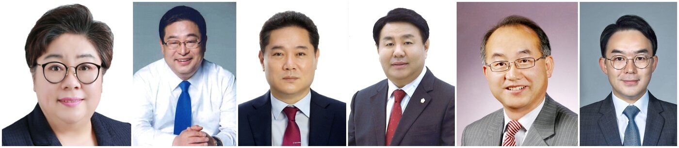 본문 이미지 - 내년 실시되는 제9회 지방선거 군산시장 선거 후보군. 왼쪽부터 박정희 전북자치도의원, 서동석 한양대 공공정책대학원 특임교수, 이주현 전 전북지방조달청장, 진희완 전 7대 전반기 군산시의회 의장, 최관규 군산경제문화포럼 대표, 채이배 전 경기도일자리재단 대표이사 순./2025.1.28/뉴스1