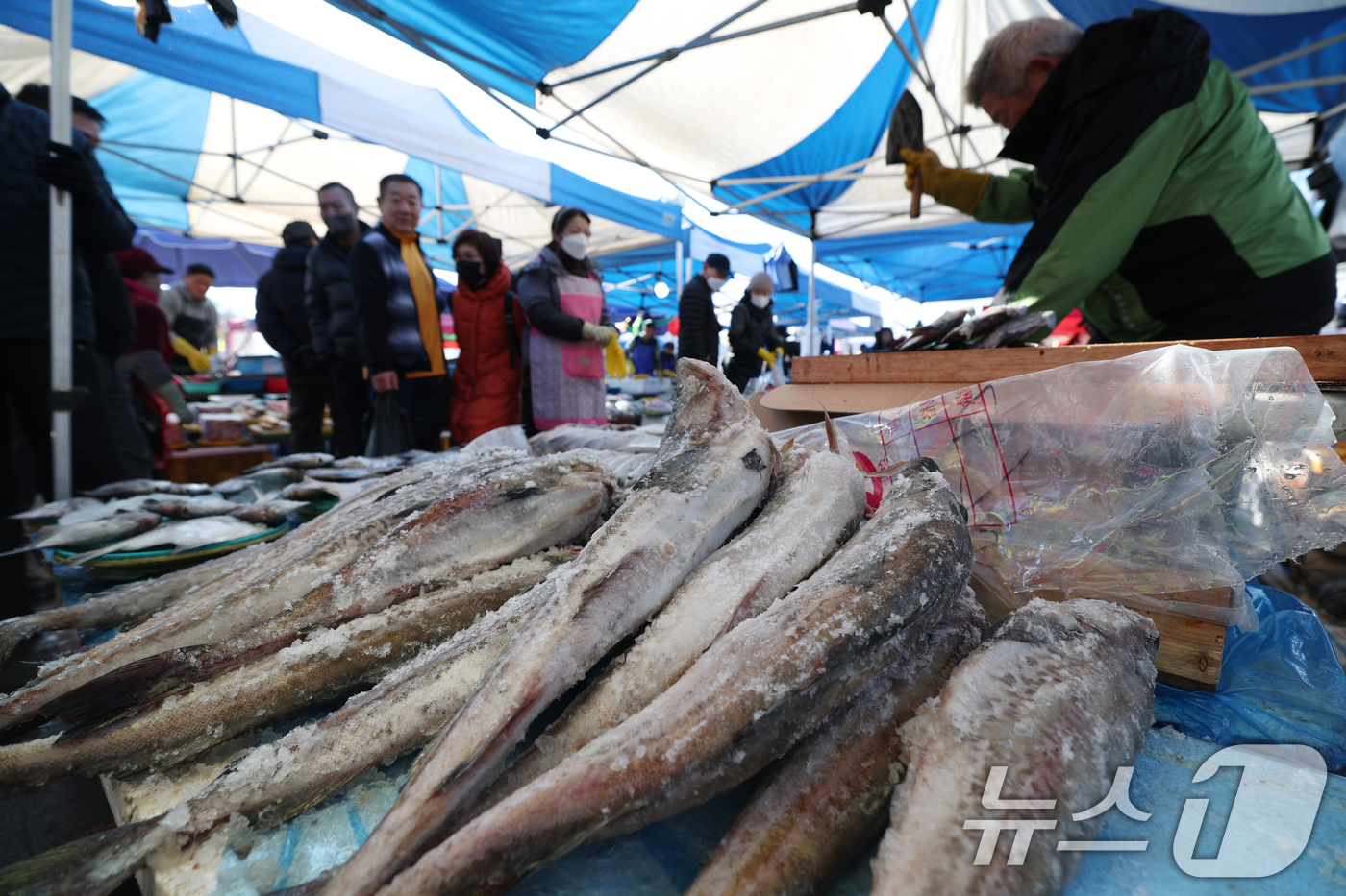 (성남=뉴스1) 김영운 기자 = 설 연휴를 앞둔 24일 경기 성남시 중원구 모란민속5일장에서 시민들이 제수용품 구매를 하고 있다. 2025.1.24/뉴스1