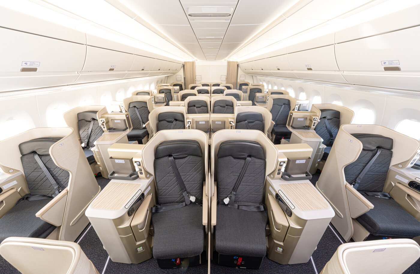 본문 이미지 - 대한항공이 도입한 에어버스 최첨단 중대형 항공기 A350-900 프레스티지클래스 내부 모습 (대한항공 제공) 2025.1.26. /뉴스1