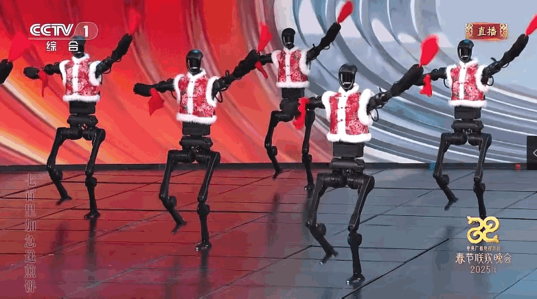 본문 이미지 -  지난 29일 CCTV에서 방영항 춘완에 등장한 유니트리 로봇 H1. (영상출처=웨이보 갈무리)