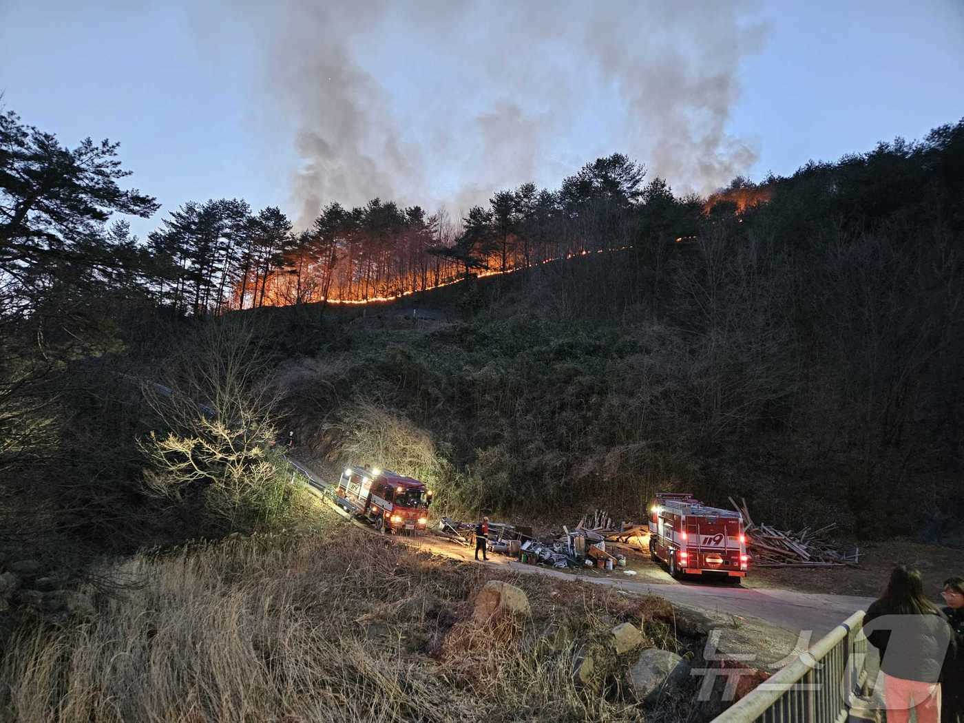 강원 삼척 원덕읍 이천리 산불 현장.&#40;강원도소방본부 제공&#41;