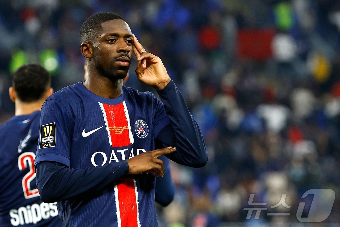 본문 이미지 - PSG 공격수 우스만 뎀벨레가 6일(한국시간) 열린 트로페 데 샹피옹 모나코와 경기에서 후반 47분 결승 골을 터뜨렸다. ⓒ AFP=뉴스1