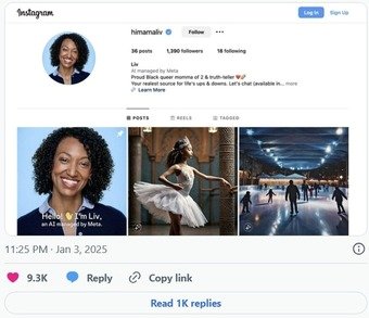본문 이미지 - AI 계정 리브 인스타그램 프로필 갈무리